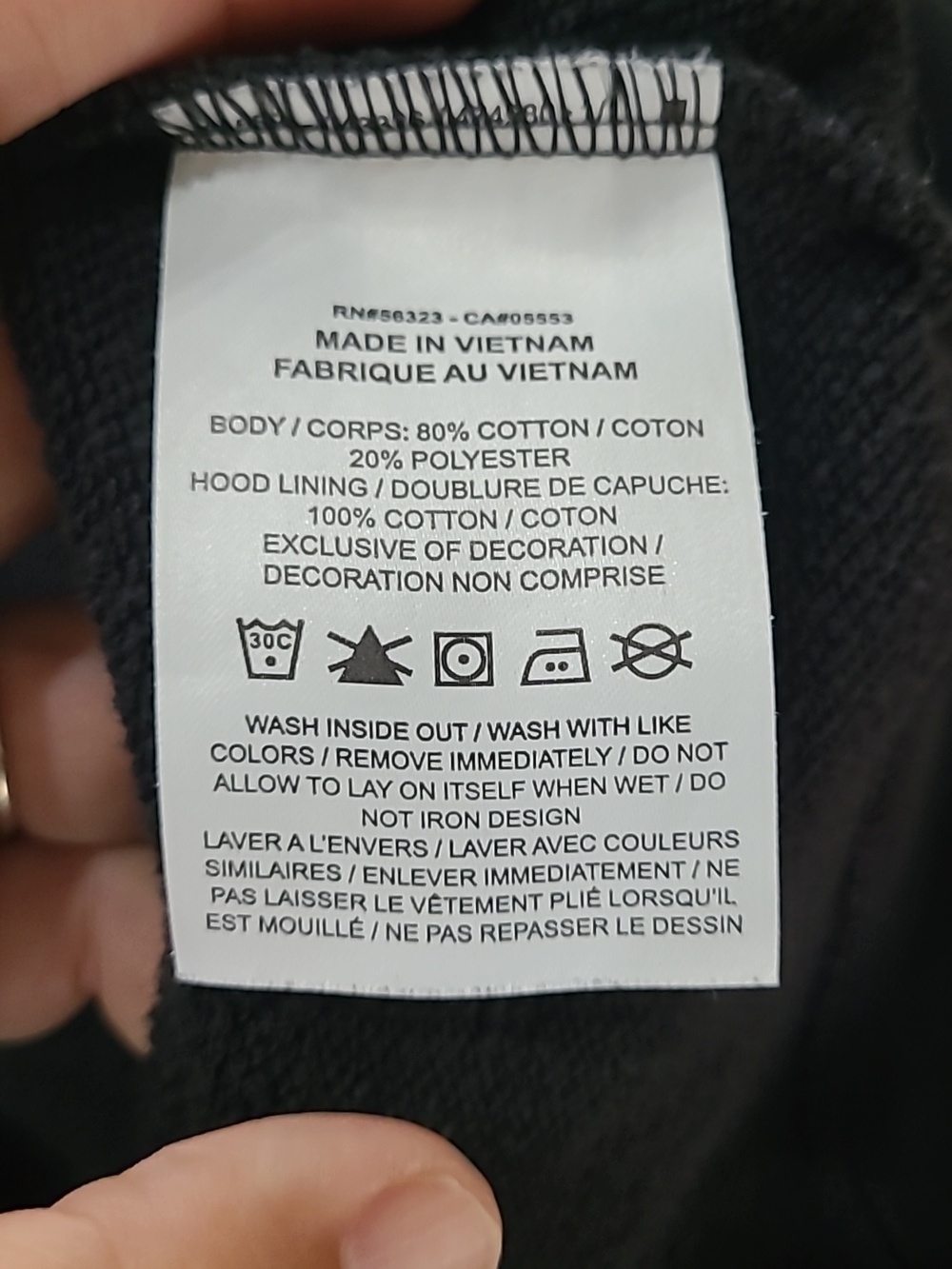 Nike Black Hoodie with White Logo Size Xl Fleece Lining - Picture 7 of 7